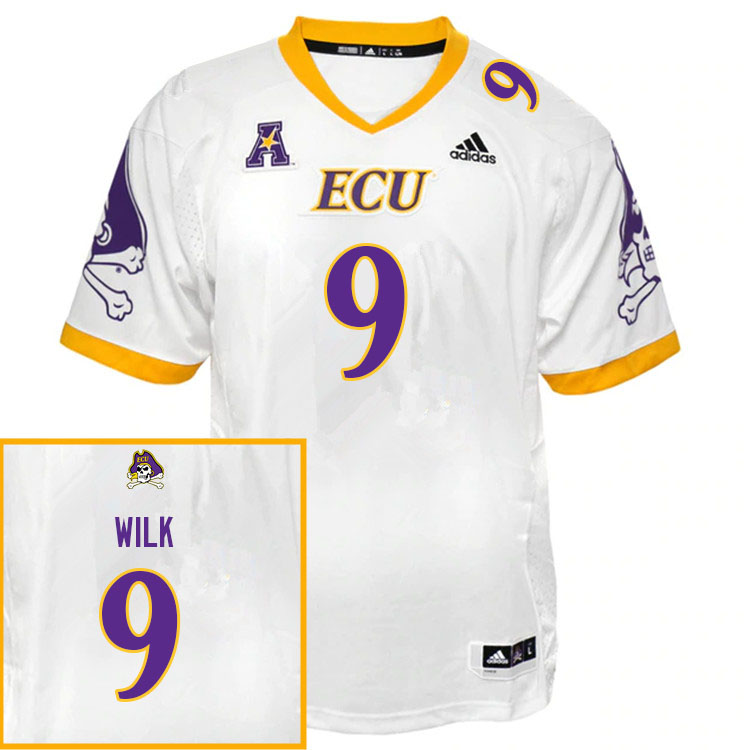 Men #9 Teagan Wilk ECU Pirates College Football Jerseys Sale-White